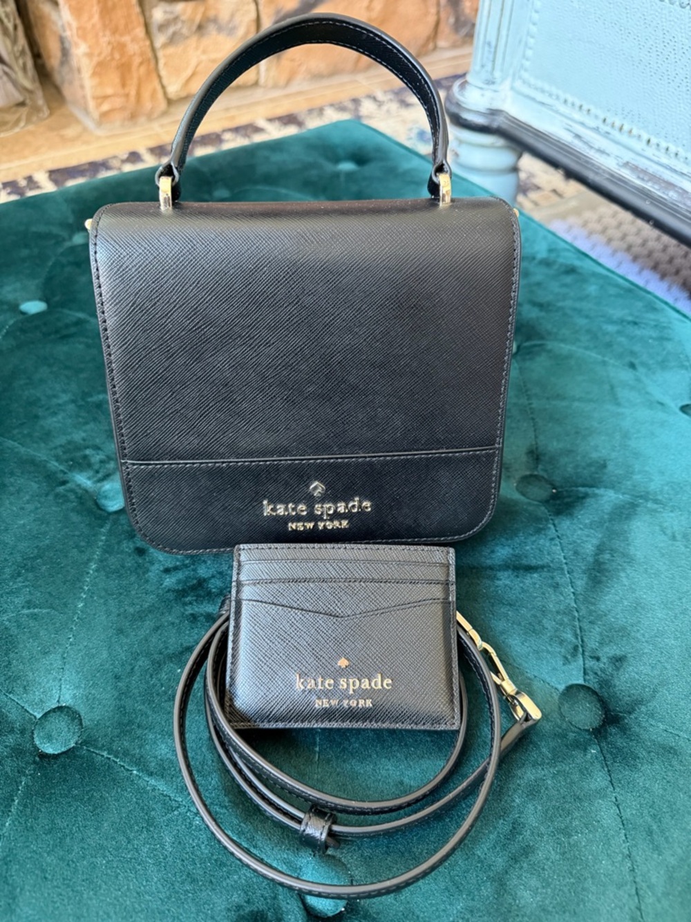 Kate Spade Staci Saffiano Leather Mini Top-Handle Crossbody with Cardholder